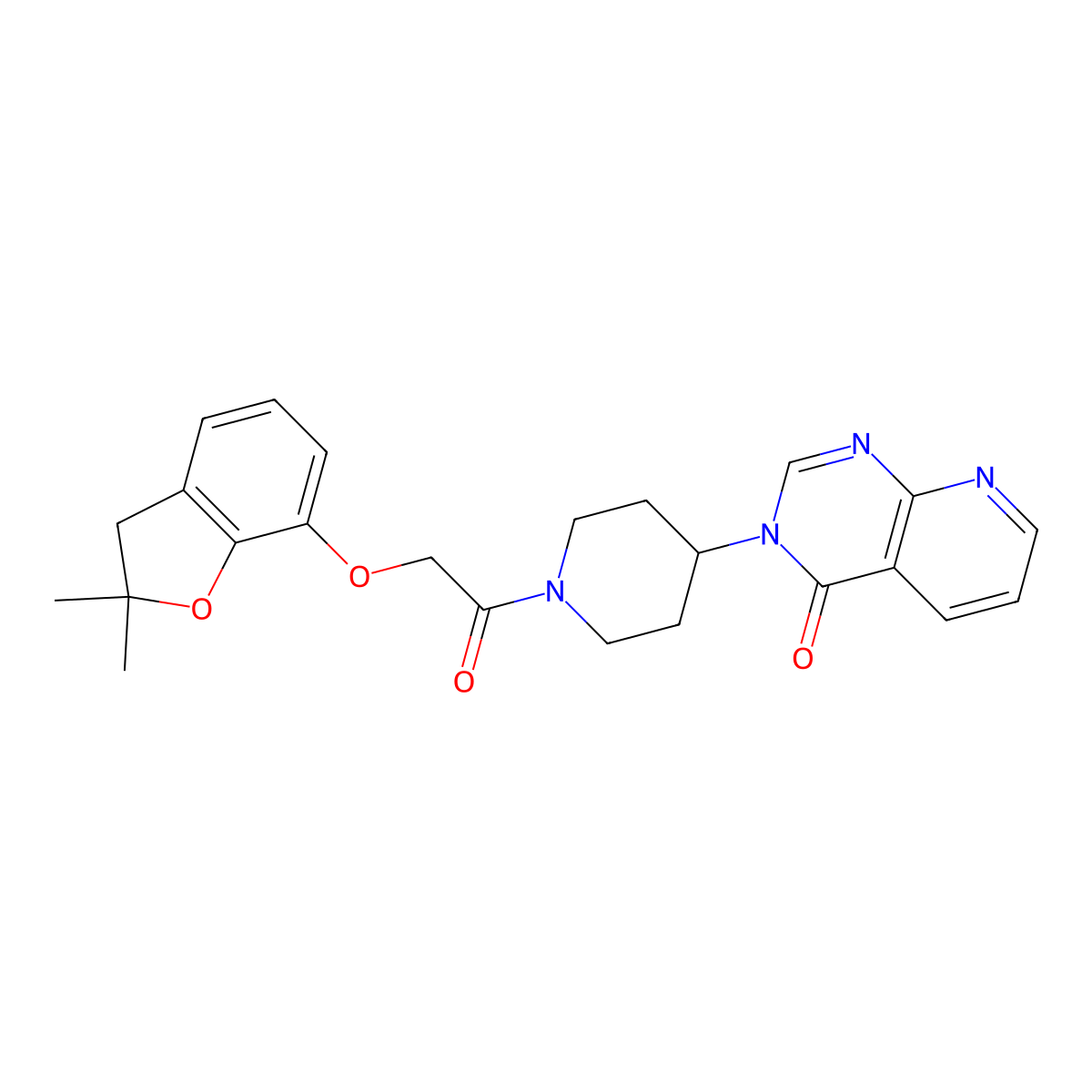 3-(1-(2-((2,2-dimethyl-2,3-dihydrobenzofuran-7-yl)oxy)acetyl)piperidin-4-yl)pyrido[2,3-d]pyrimidin-4(3H)-one molecular structure, CAS 2034463-74-4