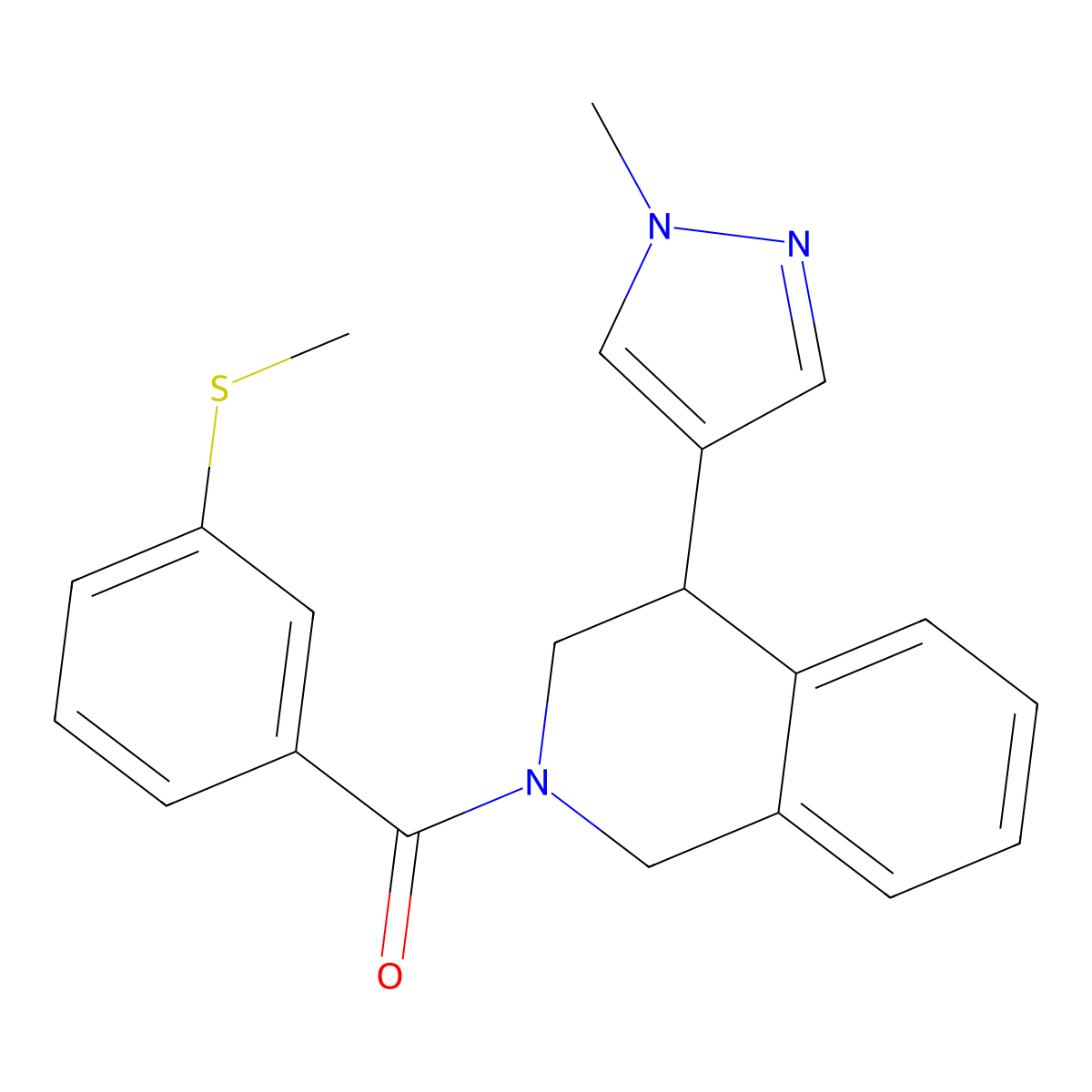 (4-(1-methyl-1H-pyrazol-4-yl)-3,4-dihydroisoquinolin-2(1H)-yl)(3-(methylthio)phenyl)methanone molecular structure, CAS 2034463-77-7