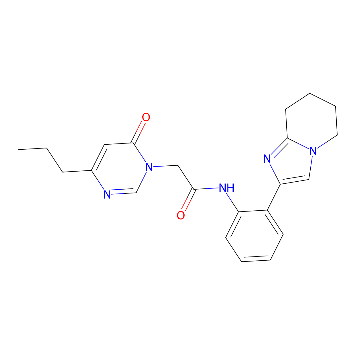 N-(2-{5H,6H,7H,8H-imidazo[1,2-a]pyridin-2-yl}phenyl)-2-(6-oxo-4-propyl-1,6-dihydropyrimidin-1-yl)acetamide molecular structure, CAS 2034463-79-9