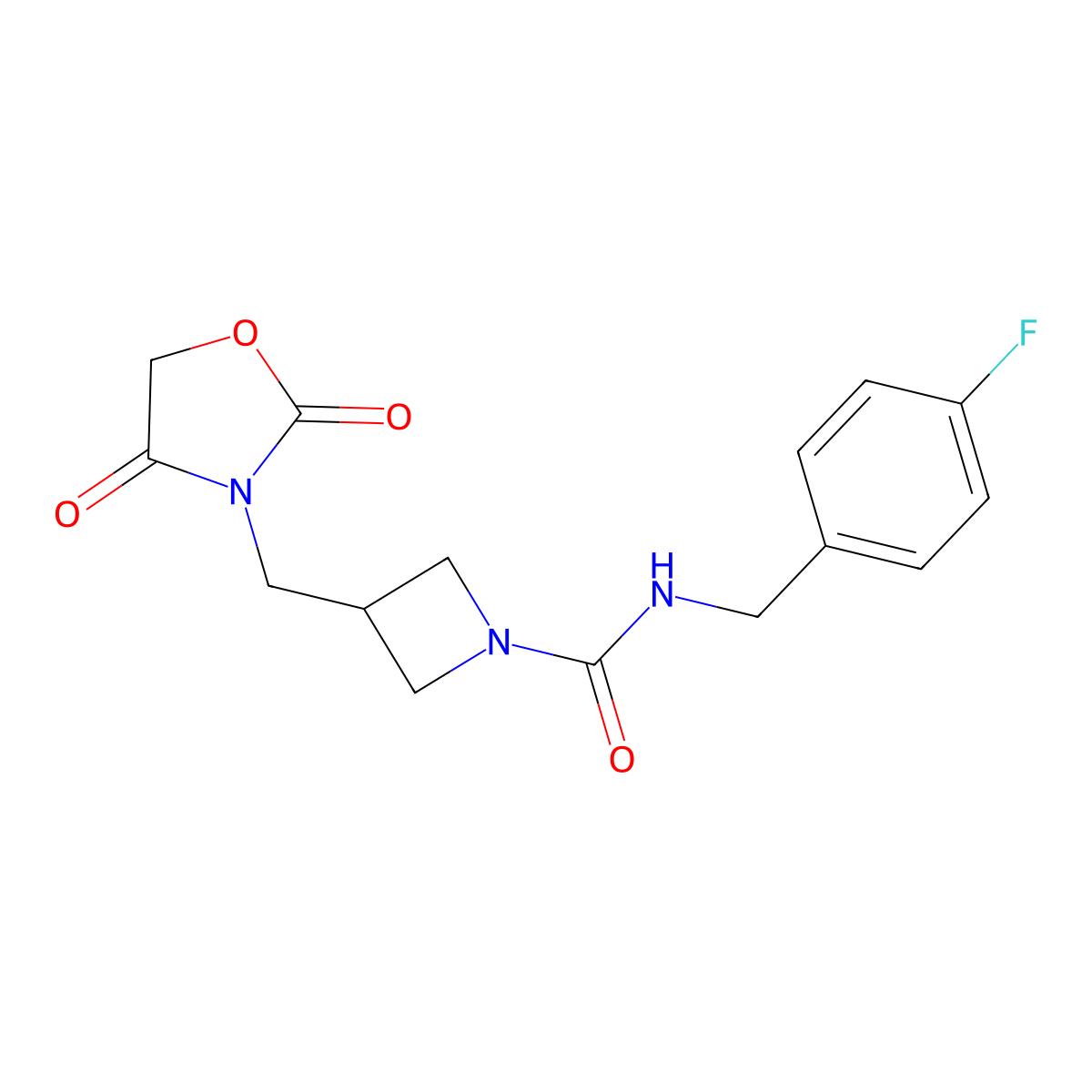 3-((2,4-dioxooxazolidin-3-yl)methyl)-N-(4-fluorobenzyl)azetidine-1-carboxamide molecular structure, CAS 2034463-82-4