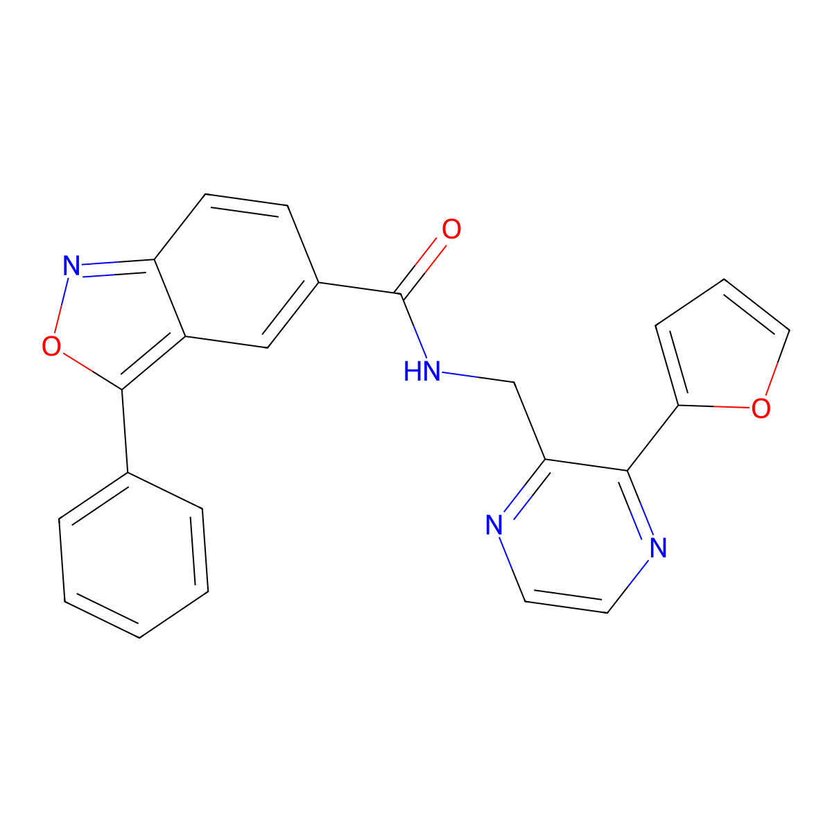 N-((3-(furan-2-yl)pyrazin-2-yl)methyl)-3-phenylbenzo[c]isoxazole-5-carboxamide molecular structure, CAS 2034463-86-8