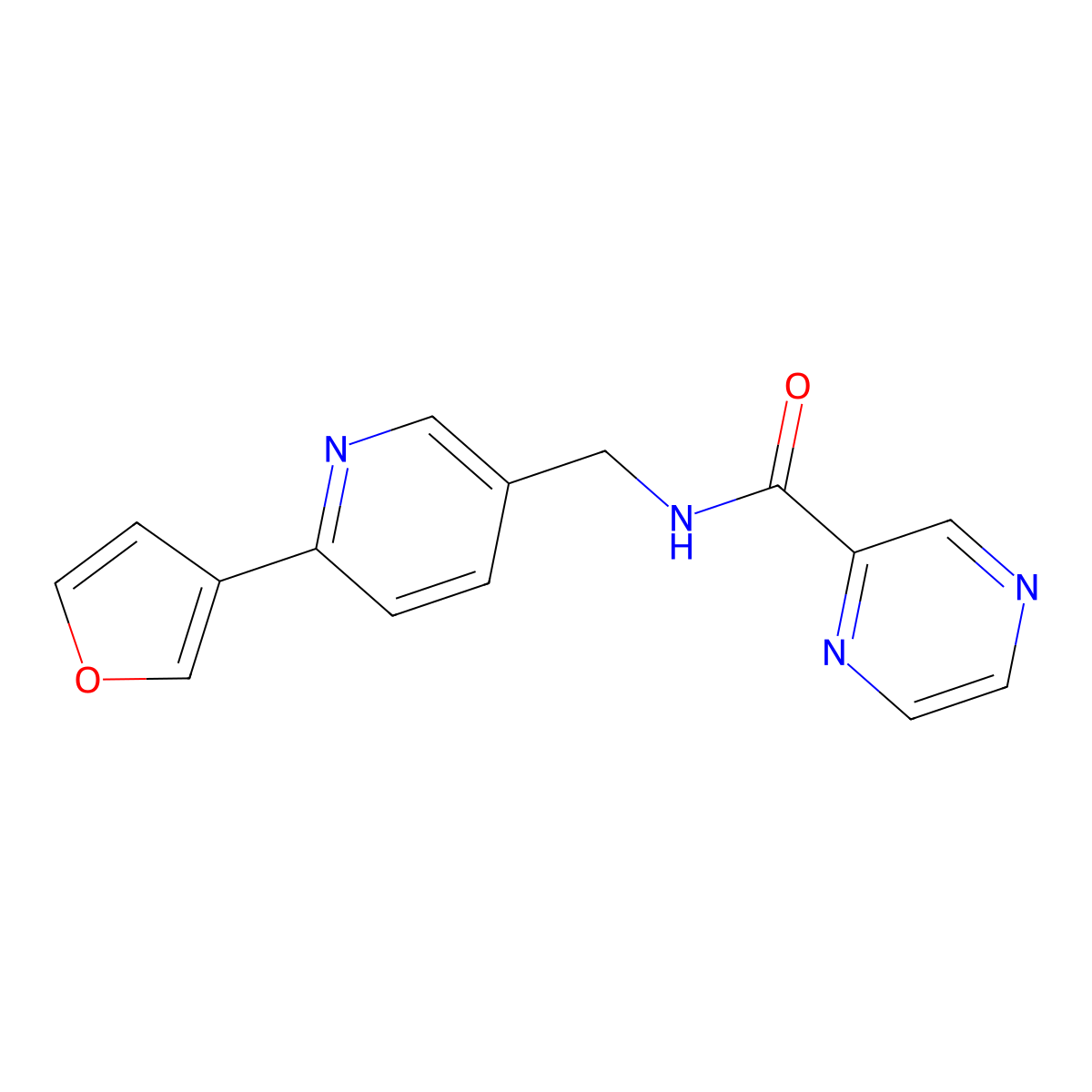 N-((6-(furan-3-yl)pyridin-3-yl)methyl)pyrazine-2-carboxamide molecular structure, CAS 2034463-98-2