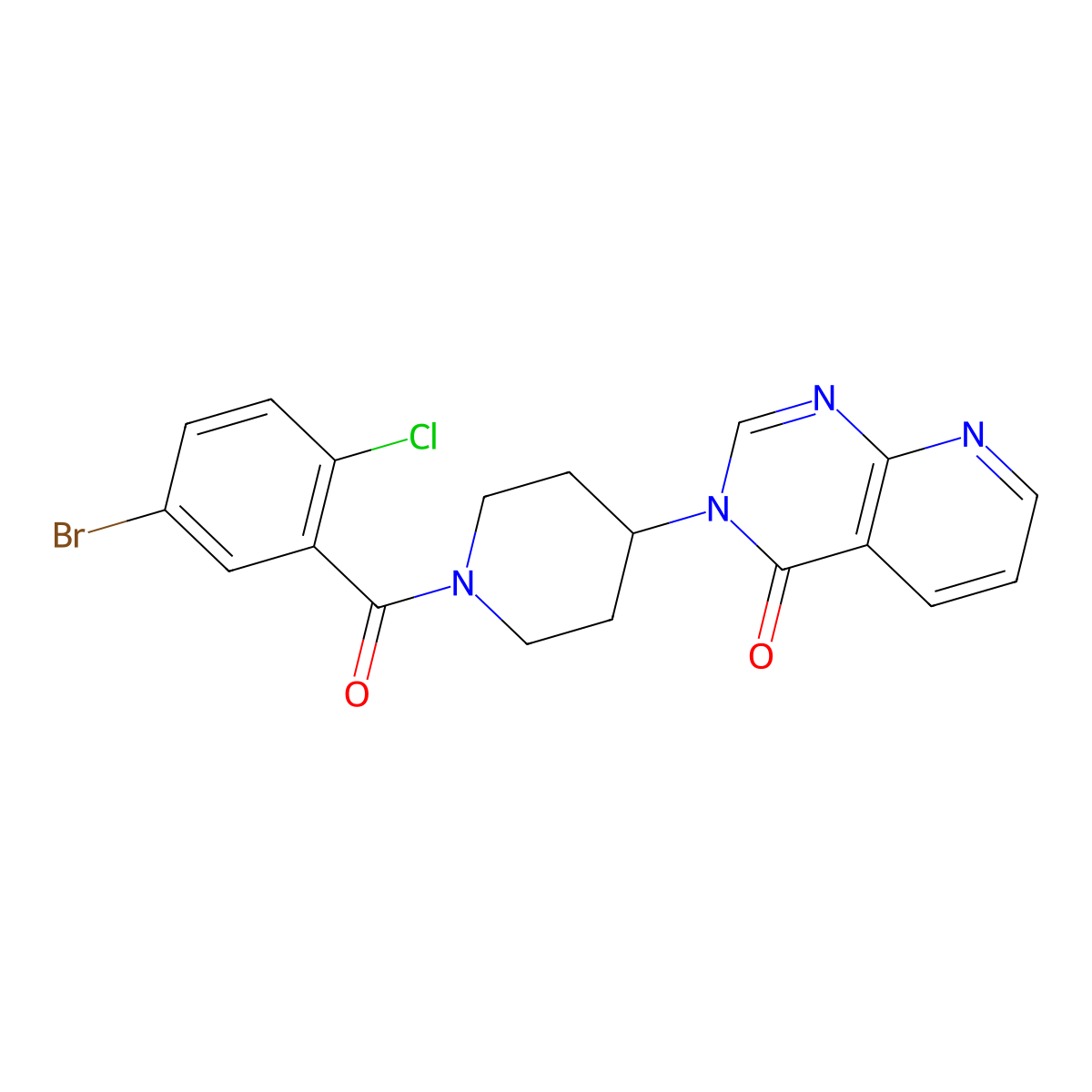 3-(1-(5-bromo-2-chlorobenzoyl)piperidin-4-yl)pyrido[2,3-d]pyrimidin-4(3H)-one molecular structure, CAS 2034464-01-0