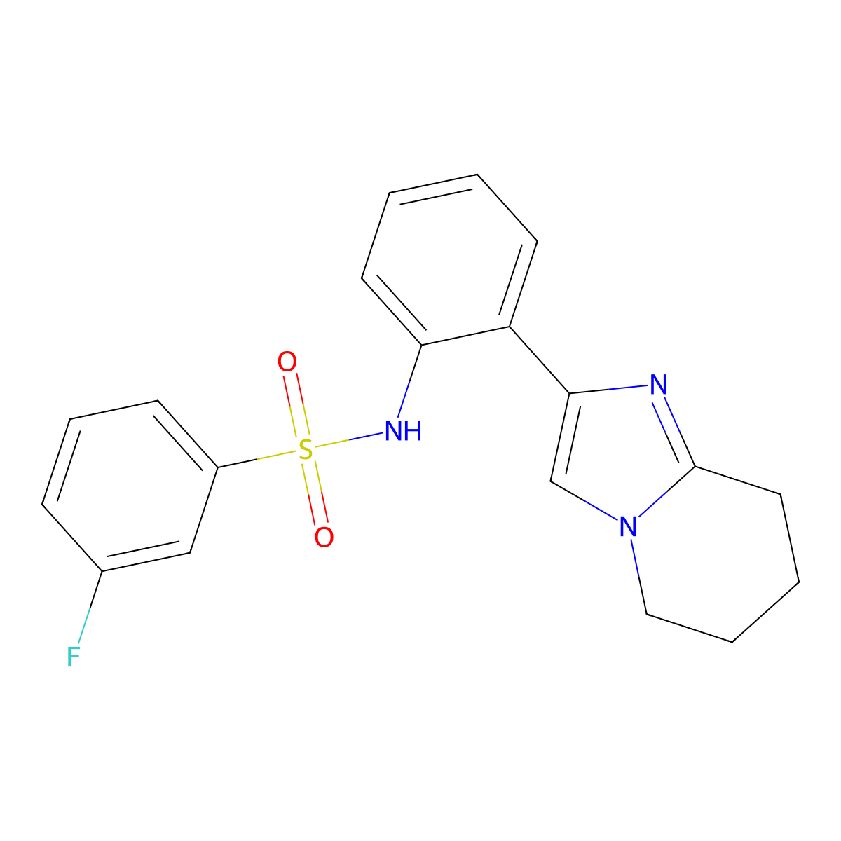 3-fluoro-N-(2-(5,6,7,8-tetrahydroimidazo[1,2-a]pyridin-2-yl)phenyl)benzenesulfonamide molecular structure, CAS 2034464-03-2
