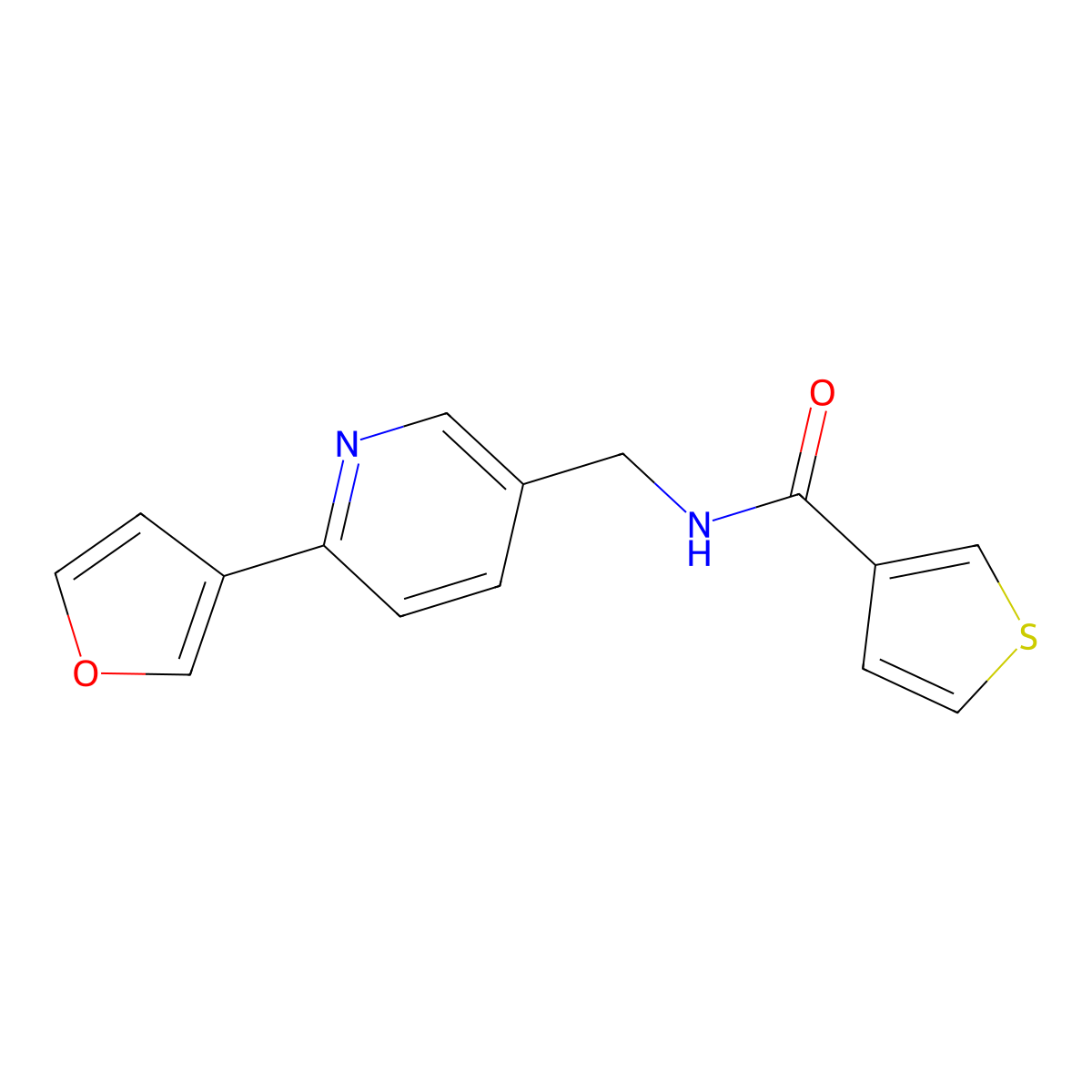 N-((6-(furan-3-yl)pyridin-3-yl)methyl)thiophene-3-carboxamide molecular structure, CAS 2034464-08-7