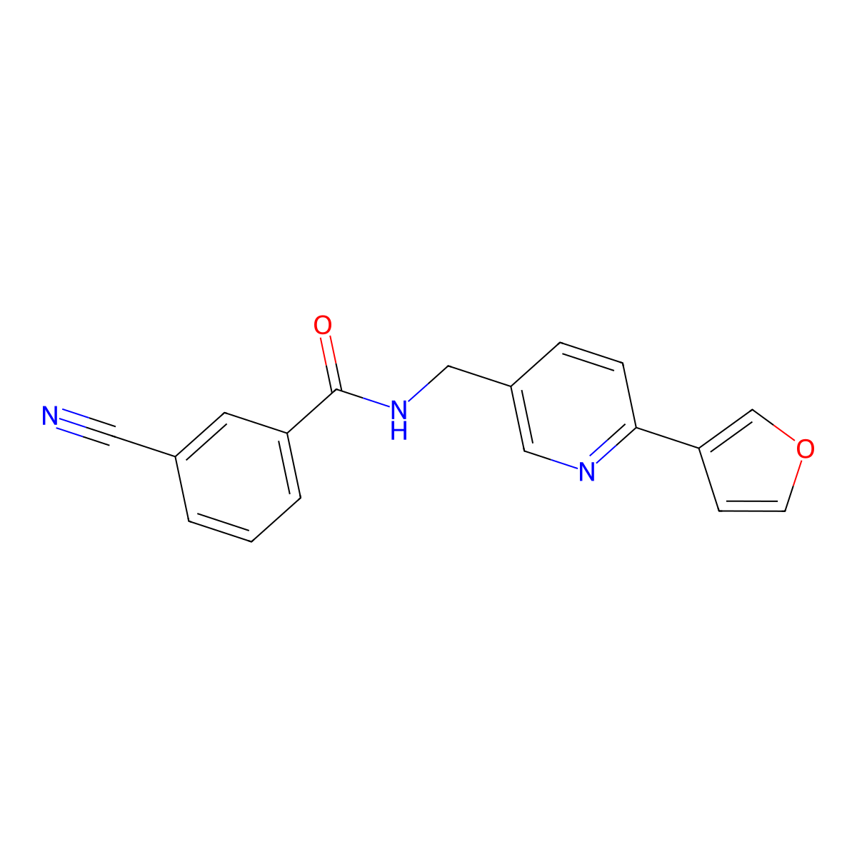 3-cyano-N-((6-(furan-3-yl)pyridin-3-yl)methyl)benzamide molecular structure, CAS 2034464-14-5