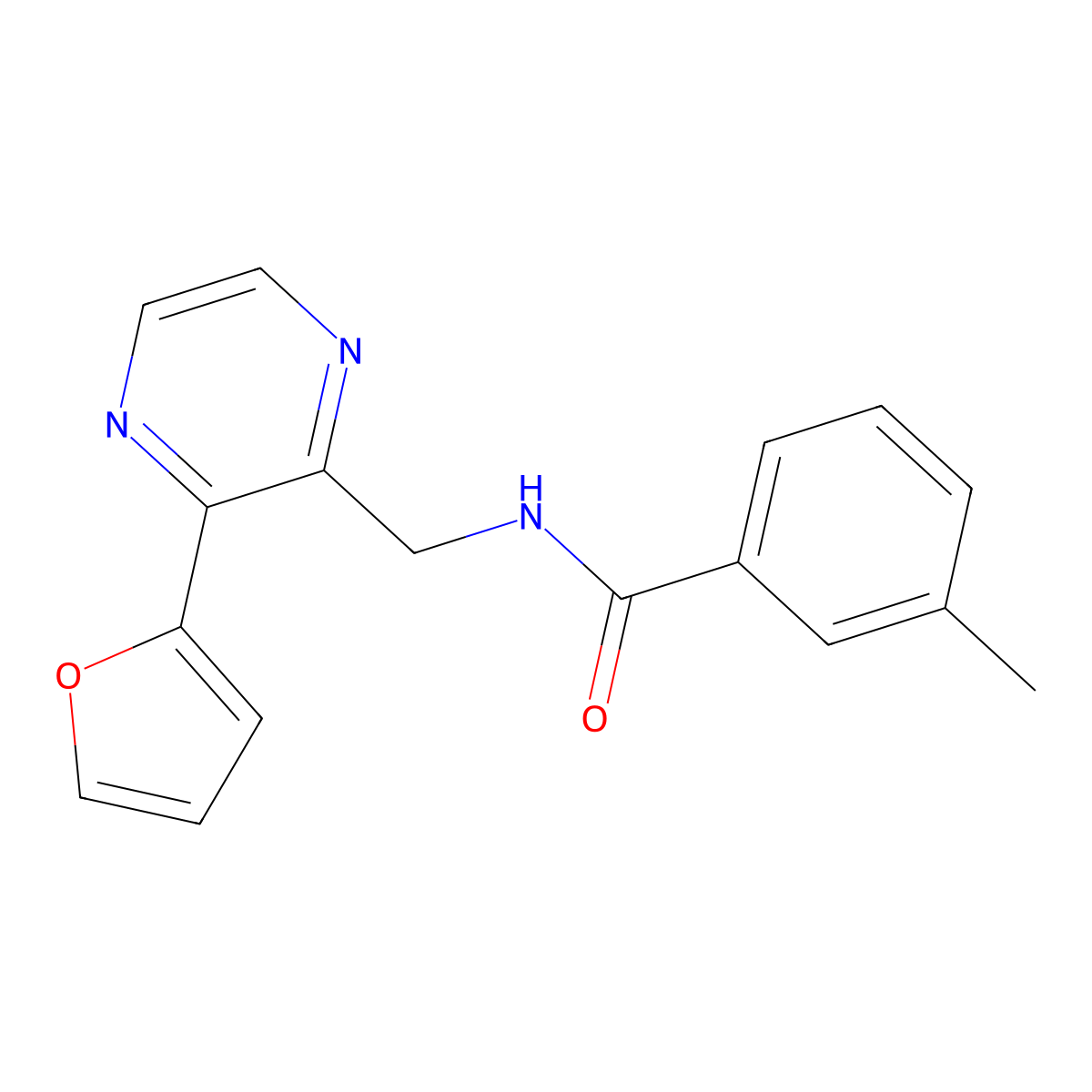 N-{[3-(furan-2-yl)pyrazin-2-yl]methyl}-3-methylbenzamide molecular structure, CAS 2034464-15-6
