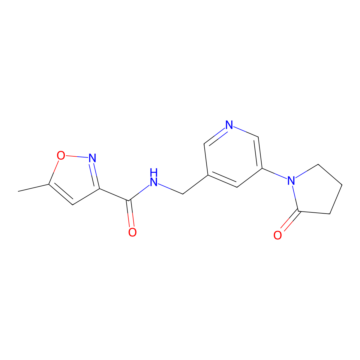 5-methyl-N-((5-(2-oxopyrrolidin-1-yl)pyridin-3-yl)methyl)isoxazole-3-carboxamide molecular structure, CAS 2034464-17-8