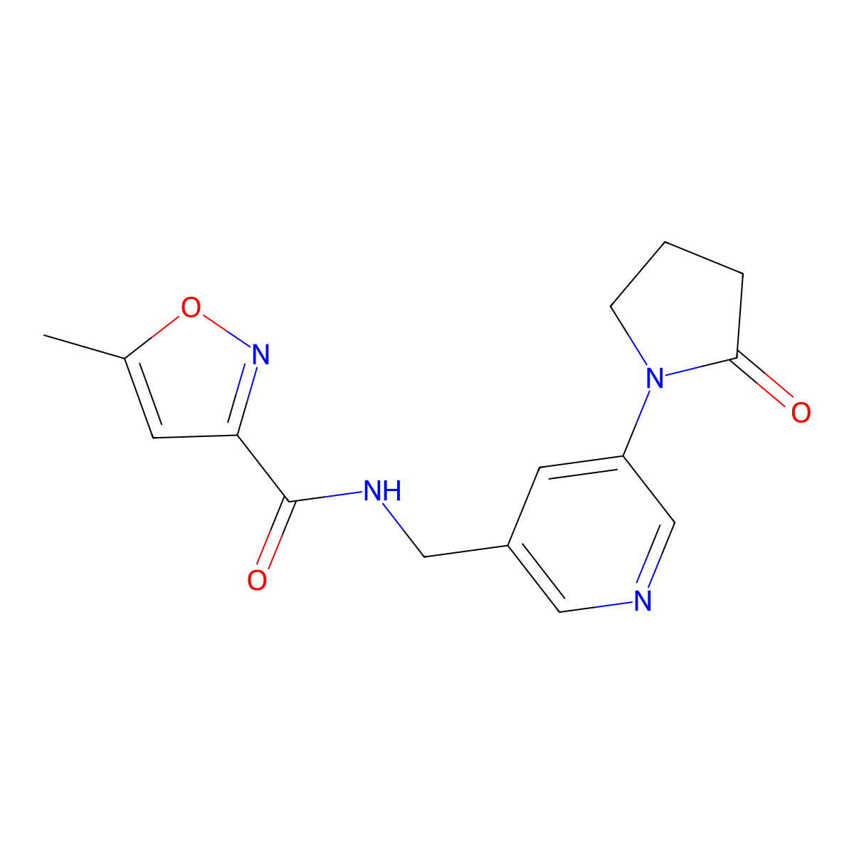 5-methyl-N-((5-(2-oxopyrrolidin-1-yl)pyridin-3-yl)methyl)isoxazole-3-carboxamide molecular structure, CAS 2034464-17-8