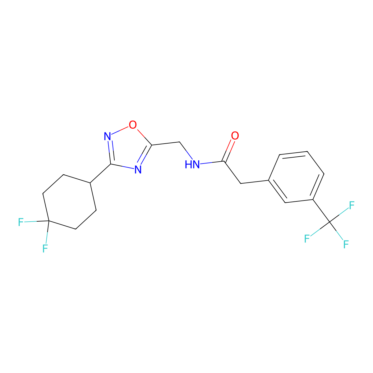 N-{[3-(4,4-difluorocyclohexyl)-1,2,4-oxadiazol-5-yl]methyl}-2-[3-(trifluoromethyl)phenyl]acetamide molecular structure, CAS 2034464-20-3