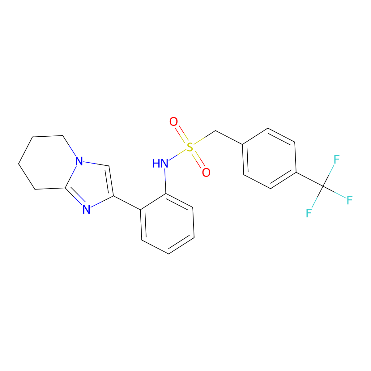 N-(2-(5,6,7,8-tetrahydroimidazo[1,2-a]pyridin-2-yl)phenyl)-1-(4-(trifluoromethyl)phenyl)methanesulfonamide molecular structure, CAS 2034464-23-6