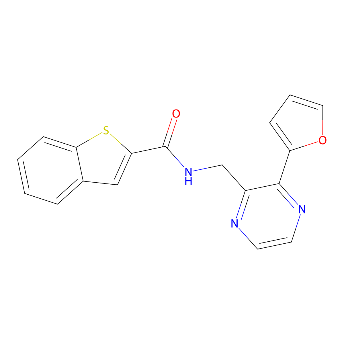 N-((3-(furan-2-yl)pyrazin-2-yl)methyl)benzo[b]thiophene-2-carboxamide molecular structure, CAS 2034464-24-7