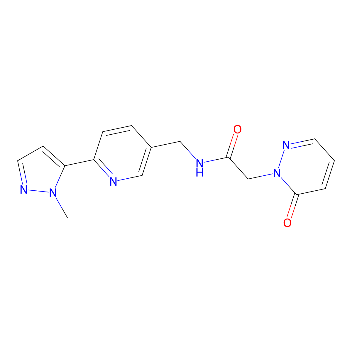 N-((6-(1-methyl-1H-pyrazol-5-yl)pyridin-3-yl)methyl)-2-(6-oxopyridazin-1(6H)-yl)acetamide molecular structure, CAS 2034464-32-7