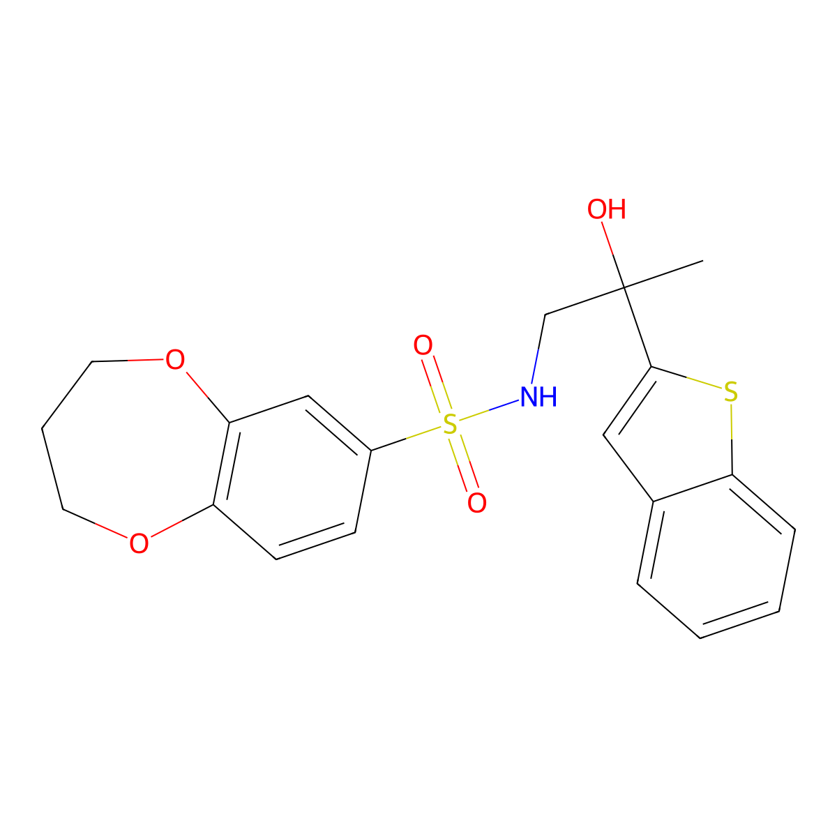 N-(2-(benzo[b]thiophen-2-yl)-2-hydroxypropyl)-3,4-dihydro-2H-benzo[b][1,4]dioxepine-7-sulfonamide molecular structure, CAS 2034464-41-8