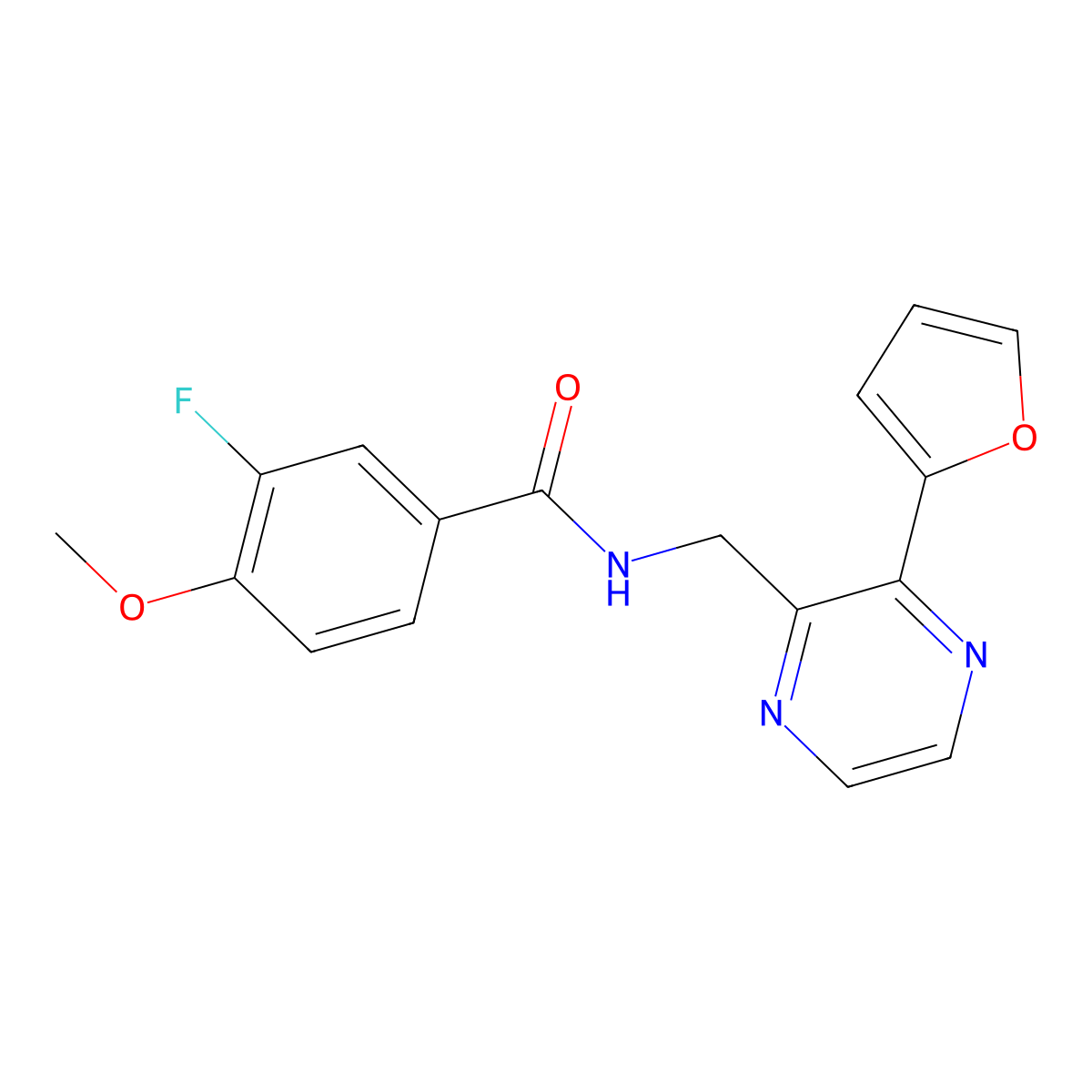 3-fluoro-N-{[3-(furan-2-yl)pyrazin-2-yl]methyl}-4-methoxybenzamide molecular structure, CAS 2034464-44-1