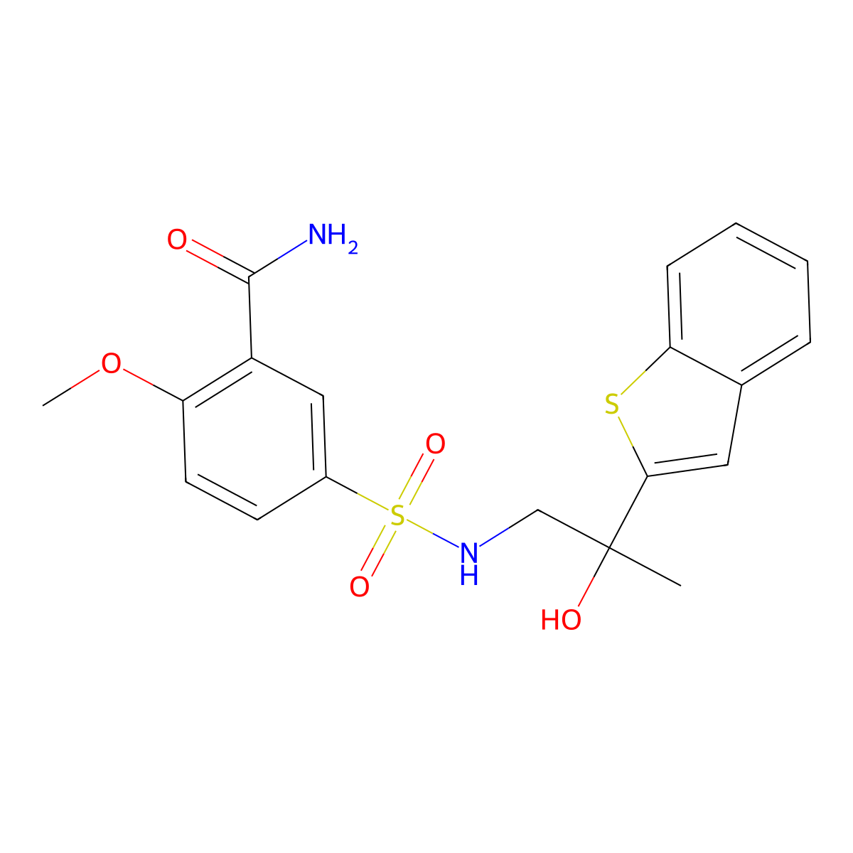 5-(N-(2-(benzo[b]thiophen-2-yl)-2-hydroxypropyl)sulfamoyl)-2-methoxybenzamide molecular structure, CAS 2034464-46-3