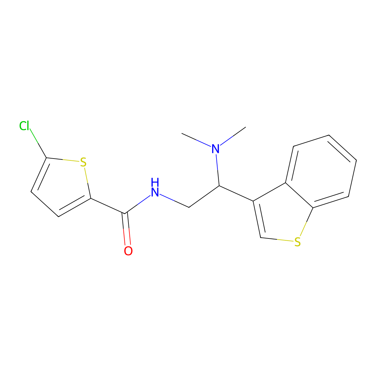 N-(2-(benzo[b]thiophen-3-yl)-2-(dimethylamino)ethyl)-5-chlorothiophene-2-carboxamide molecular structure, CAS 2034464-52-1