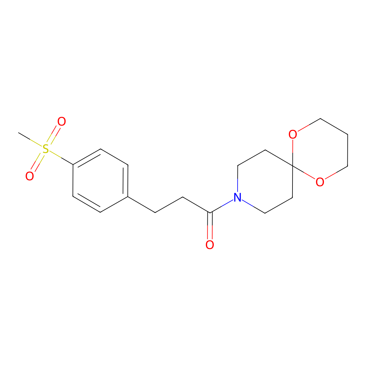 3-(4-(Methylsulfonyl)phenyl)-1-(1,5-dioxa-9-azaspiro[5.5]undecan-9-yl)propan-1-one molecular structure, CAS 2034464-54-3