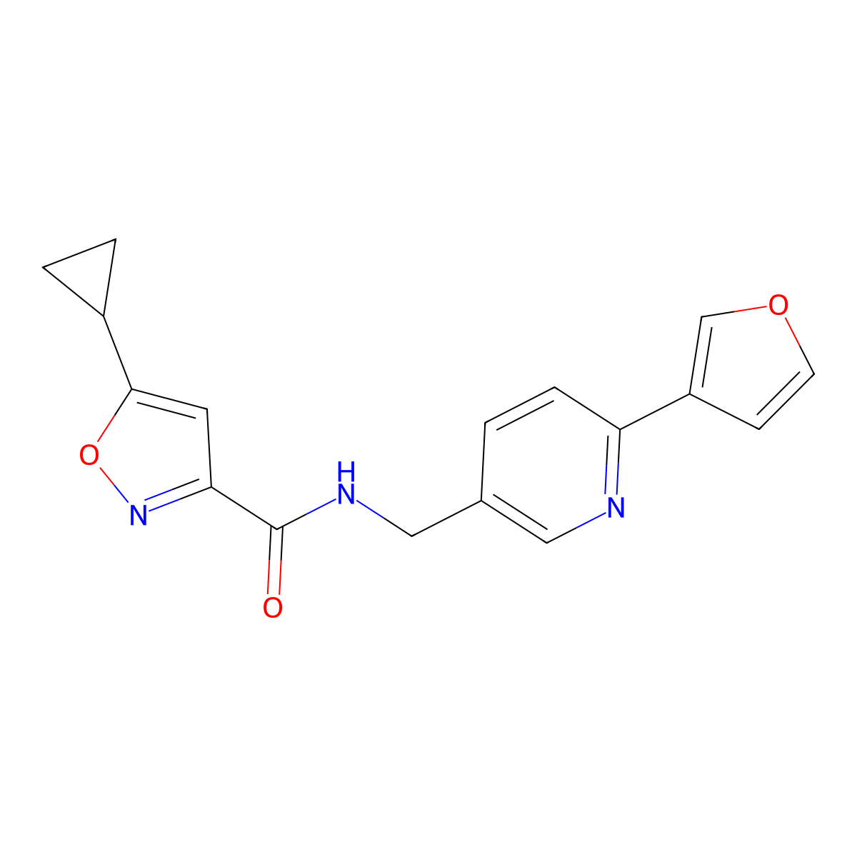 5-cyclopropyl-N-((6-(furan-3-yl)pyridin-3-yl)methyl)isoxazole-3-carboxamide molecular structure, CAS 2034464-59-8