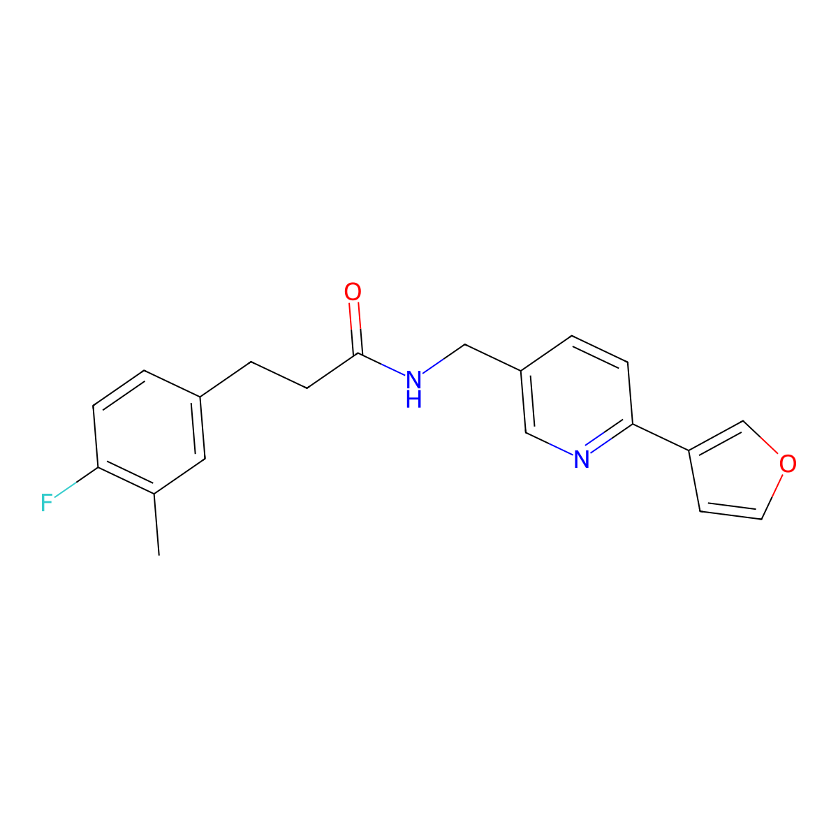 3-(4-fluoro-3-methylphenyl)-N-{[6-(furan-3-yl)pyridin-3-yl]methyl}propanamide molecular structure, CAS 2034464-65-6