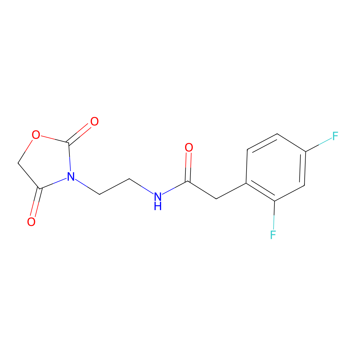 2-(2,4-difluorophenyl)-N-(2-(2,4-dioxooxazolidin-3-yl)ethyl)acetamide molecular structure, CAS 2034464-66-7