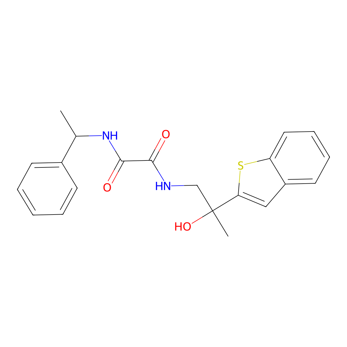 N1-(2-(benzo[b]thiophen-2-yl)-2-hydroxypropyl)-N2-(1-phenylethyl)oxalamide molecular structure, CAS 2034464-67-8