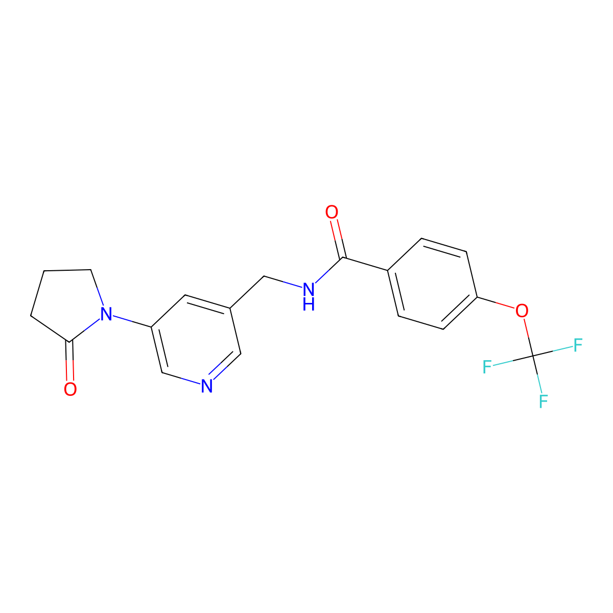 N-{[5-(2-oxopyrrolidin-1-yl)pyridin-3-yl]methyl}-4-(trifluoromethoxy)benzamide molecular structure, CAS 2034464-68-9