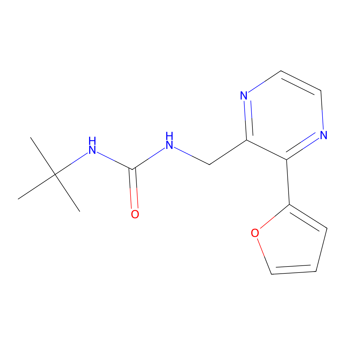 1-(Tert-butyl)-3-((3-(furan-2-yl)pyrazin-2-yl)methyl)urea molecular structure, CAS 2034464-69-0
