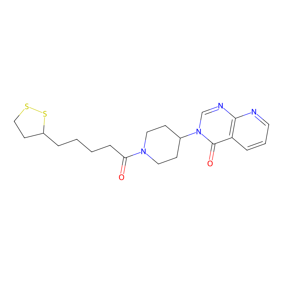 3-(1-(5-(1,2-dithiolan-3-yl)pentanoyl)piperidin-4-yl)pyrido[2,3-d]pyrimidin-4(3H)-one molecular structure, CAS 2034464-72-5