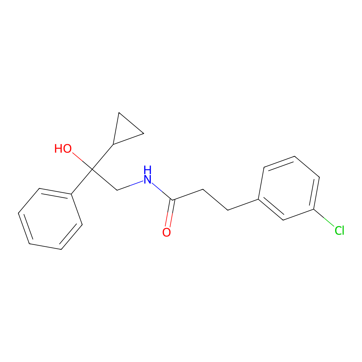 3-(3-chlorophenyl)-N-(2-cyclopropyl-2-hydroxy-2-phenylethyl)propanamide molecular structure, CAS 2034464-77-0