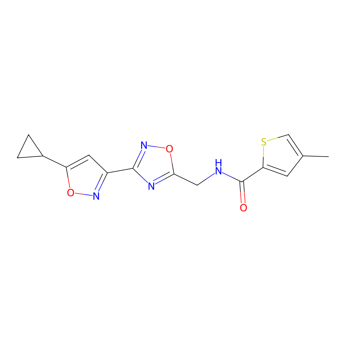 N-((3-(5-cyclopropylisoxazol-3-yl)-1,2,4-oxadiazol-5-yl)methyl)-4-methylthiophene-2-carboxamide molecular structure, CAS 2034464-78-1