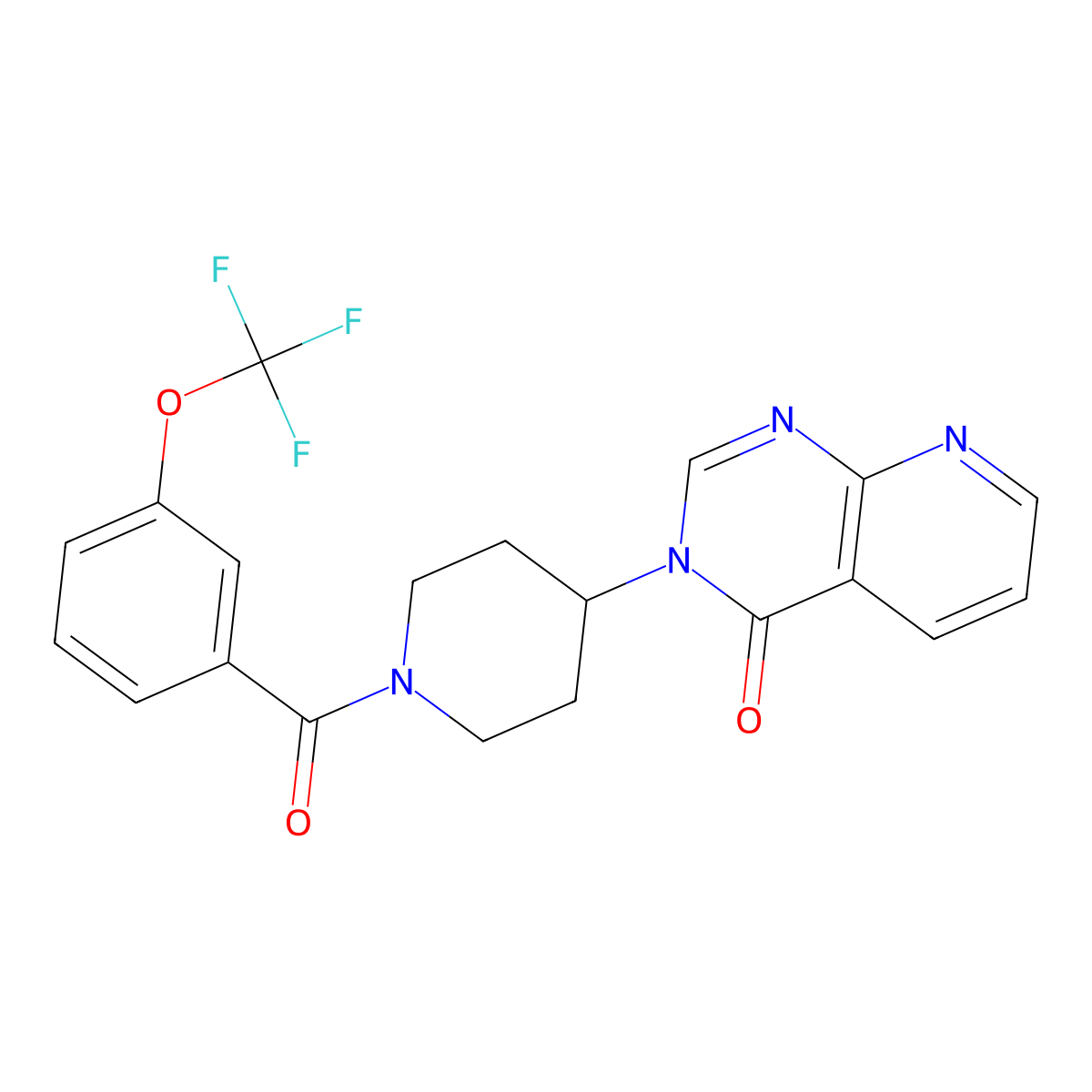 3-(1-(3-(trifluoromethoxy)benzoyl)piperidin-4-yl)pyrido[2,3-d]pyrimidin-4(3H)-one molecular structure, CAS 2034464-79-2