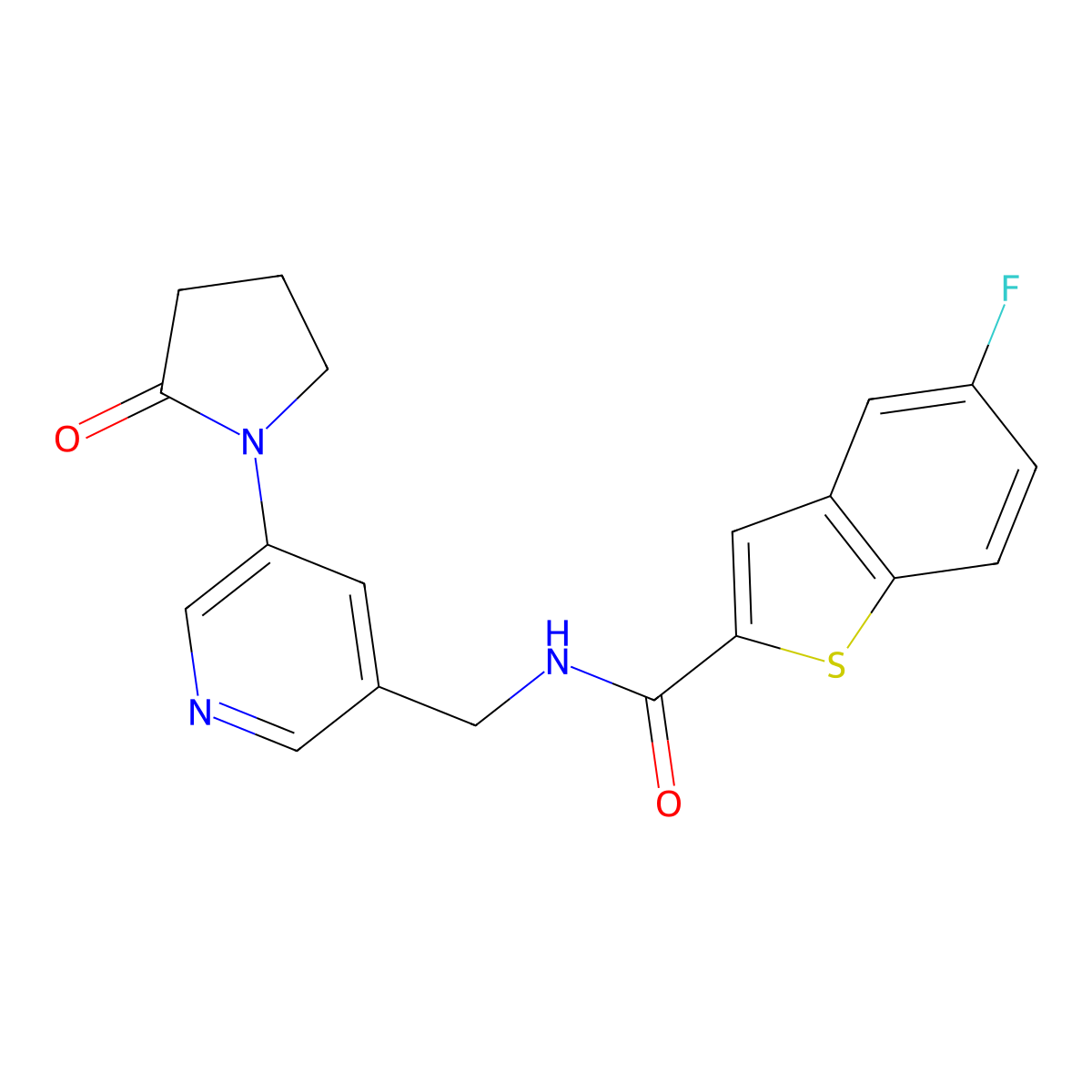 5-fluoro-N-((5-(2-oxopyrrolidin-1-yl)pyridin-3-yl)methyl)benzo[b]thiophene-2-carboxamide molecular structure, CAS 2034464-80-5