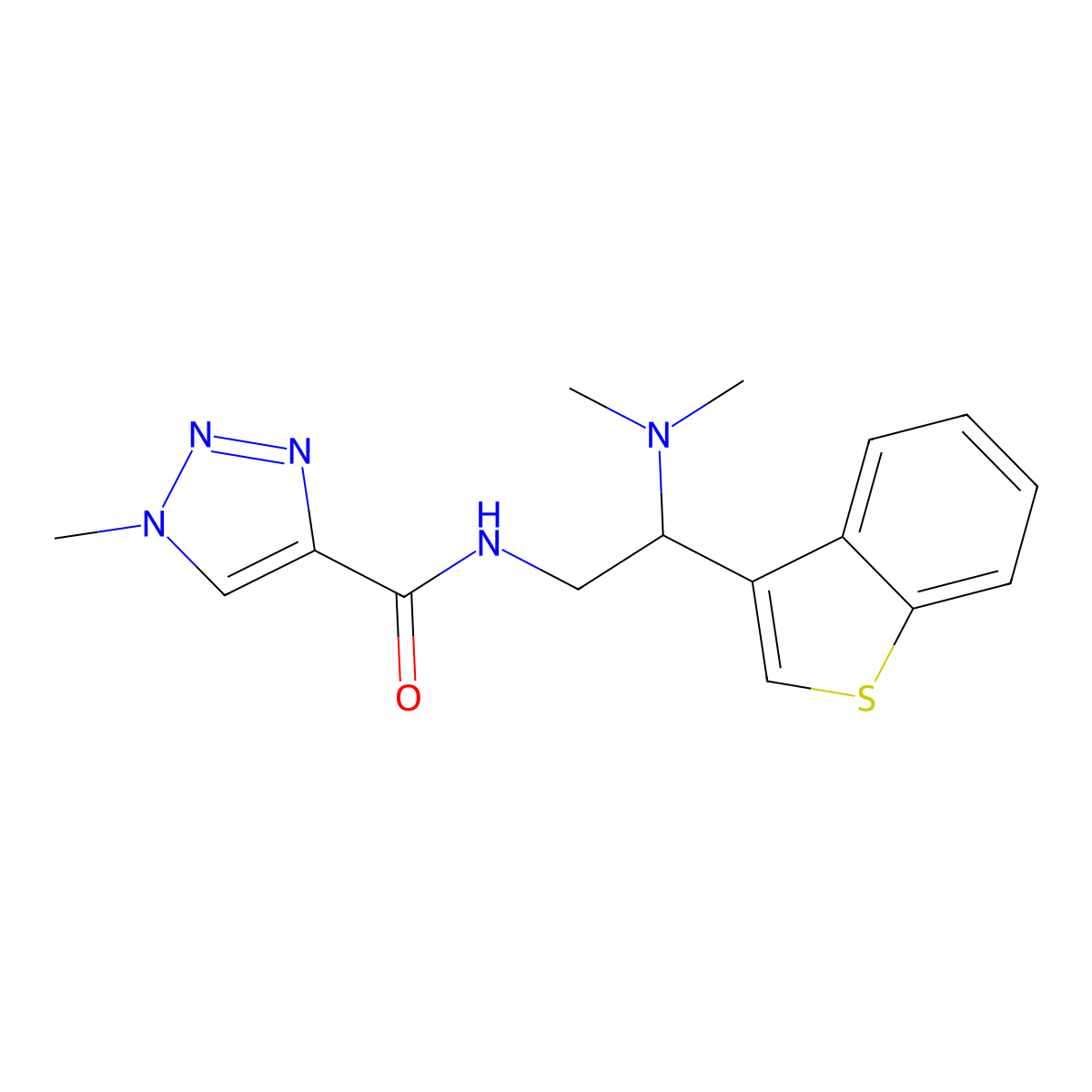 N-(2-(benzo[b]thiophen-3-yl)-2-(dimethylamino)ethyl)-1-methyl-1H-1,2,3-triazole-4-carboxamide molecular structure, CAS 2034464-85-0