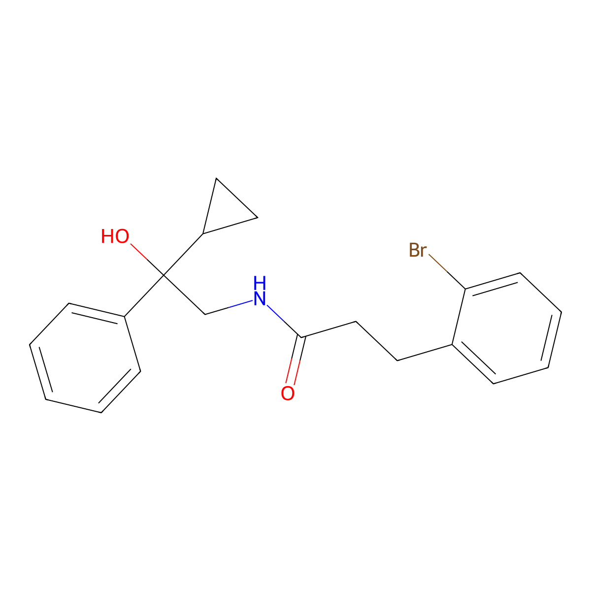 3-(2-bromophenyl)-N-(2-cyclopropyl-2-hydroxy-2-phenylethyl)propanamide molecular structure, CAS 2034464-87-2