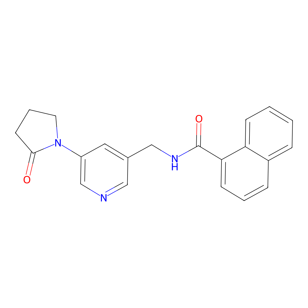 N-((5-(2-oxopyrrolidin-1-yl)pyridin-3-yl)methyl)-1-naphthamide molecular structure, CAS 2034464-91-8