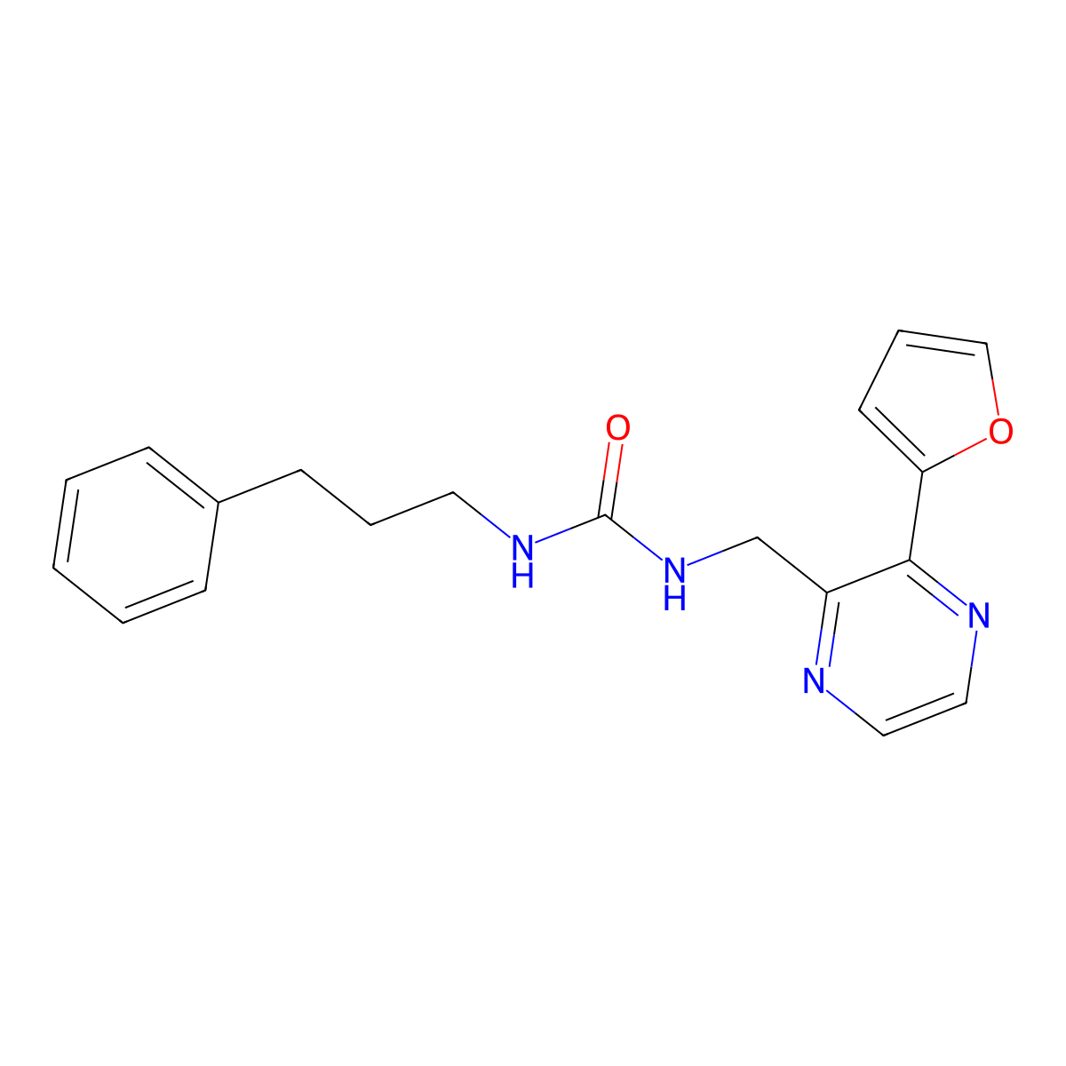 1-((3-(Furan-2-yl)pyrazin-2-yl)methyl)-3-(3-phenylpropyl)urea molecular structure, CAS 2034464-92-9