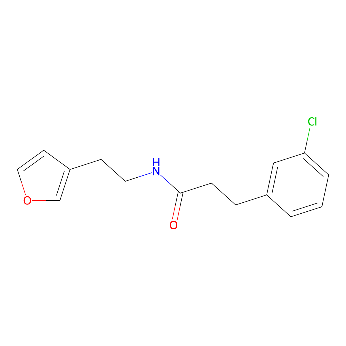 3-(3-chlorophenyl)-N-[2-(furan-3-yl)ethyl]propanamide molecular structure, CAS 2034464-93-0