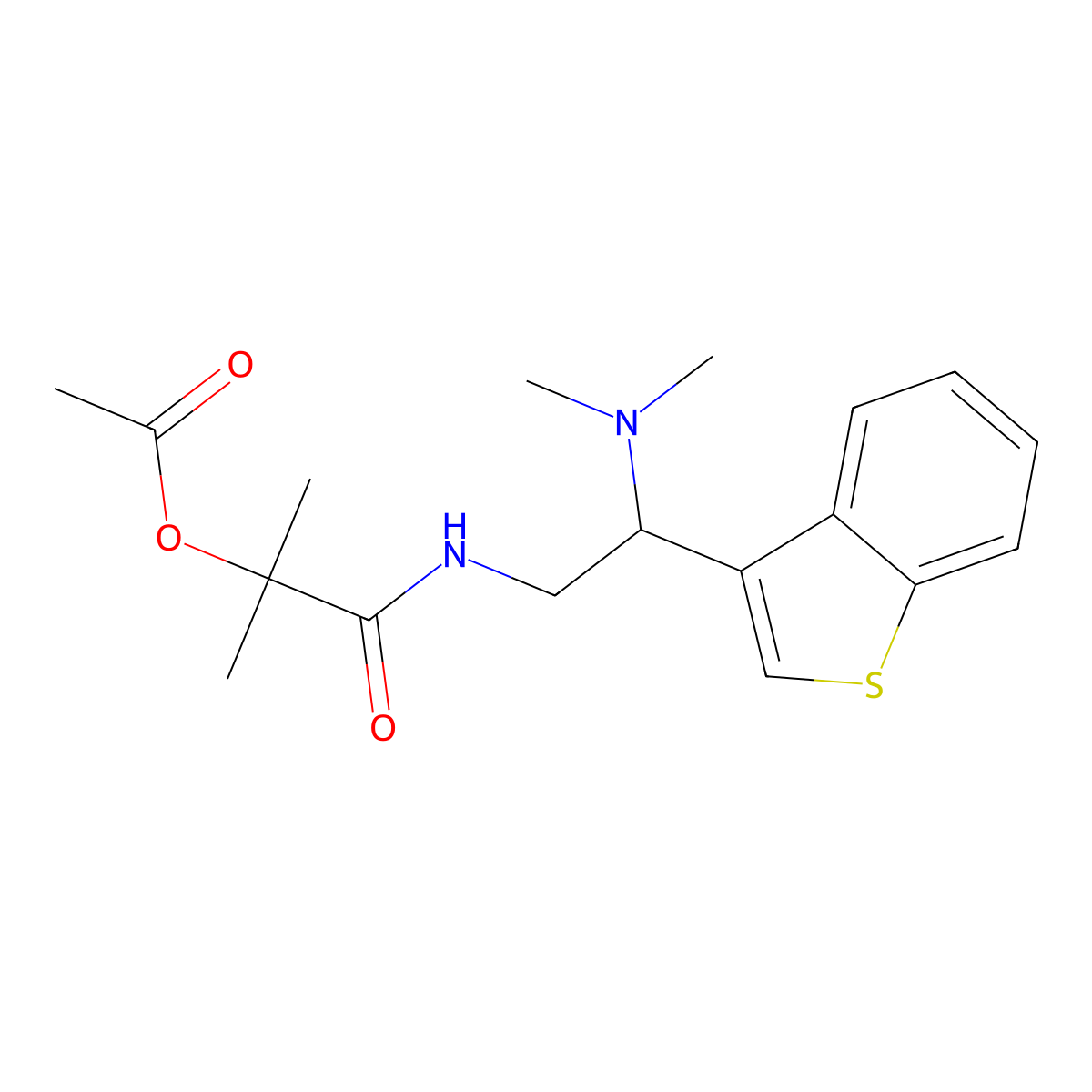 1-((2-(Benzo[b]thiophen-3-yl)-2-(dimethylamino)ethyl)amino)-2-methyl-1-oxopropan-2-yl acetate molecular structure, CAS 2034464-94-1