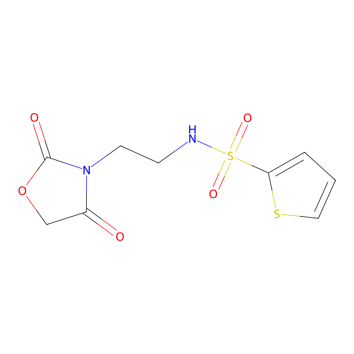 N-(2-(2,4-dioxooxazolidin-3-yl)ethyl)thiophene-2-sulfonamide molecular structure, CAS 2034464-98-5