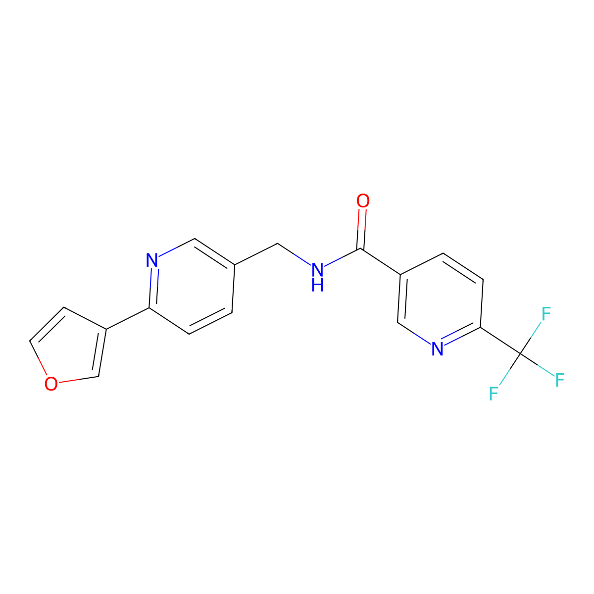 N-((6-(furan-3-yl)pyridin-3-yl)methyl)-6-(trifluoromethyl)nicotinamide molecular structure, CAS 2034464-99-6