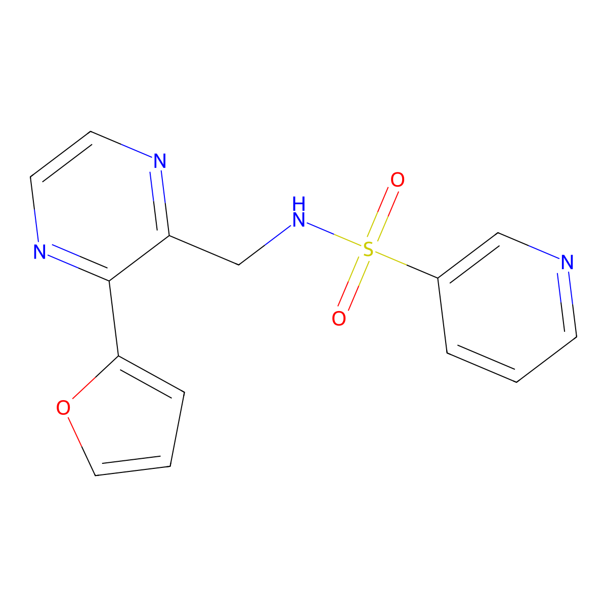 N-((3-(furan-2-yl)pyrazin-2-yl)methyl)pyridine-3-sulfonamide molecular structure, CAS 2034465-02-4
