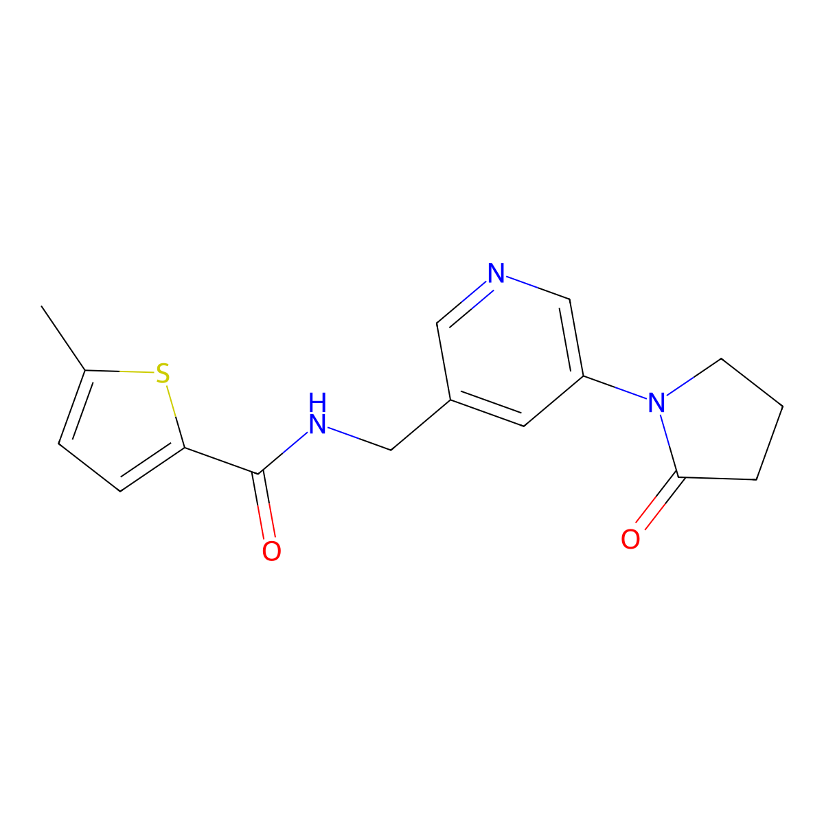 5-methyl-N-{[5-(2-oxopyrrolidin-1-yl)pyridin-3-yl]methyl}thiophene-2-carboxamide molecular structure, CAS 2034465-13-7