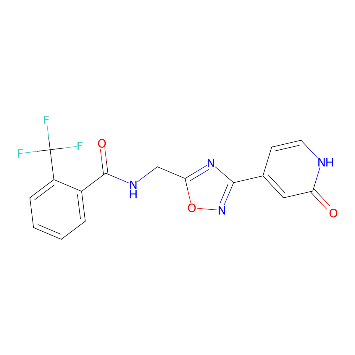 N-((3-(2-oxo-1,2-dihydropyridin-4-yl)-1,2,4-oxadiazol-5-yl)methyl)-2-(trifluoromethyl)benzamide molecular structure, CAS 2034465-15-9
