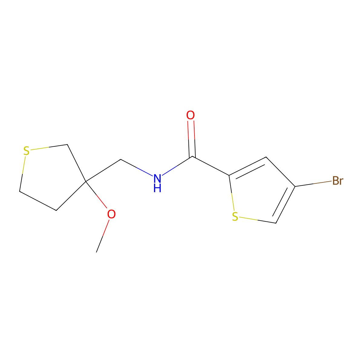 4-bromo-N-((3-methoxytetrahydrothiophen-3-yl)methyl)thiophene-2-carboxamide molecular structure, CAS 2034465-18-2