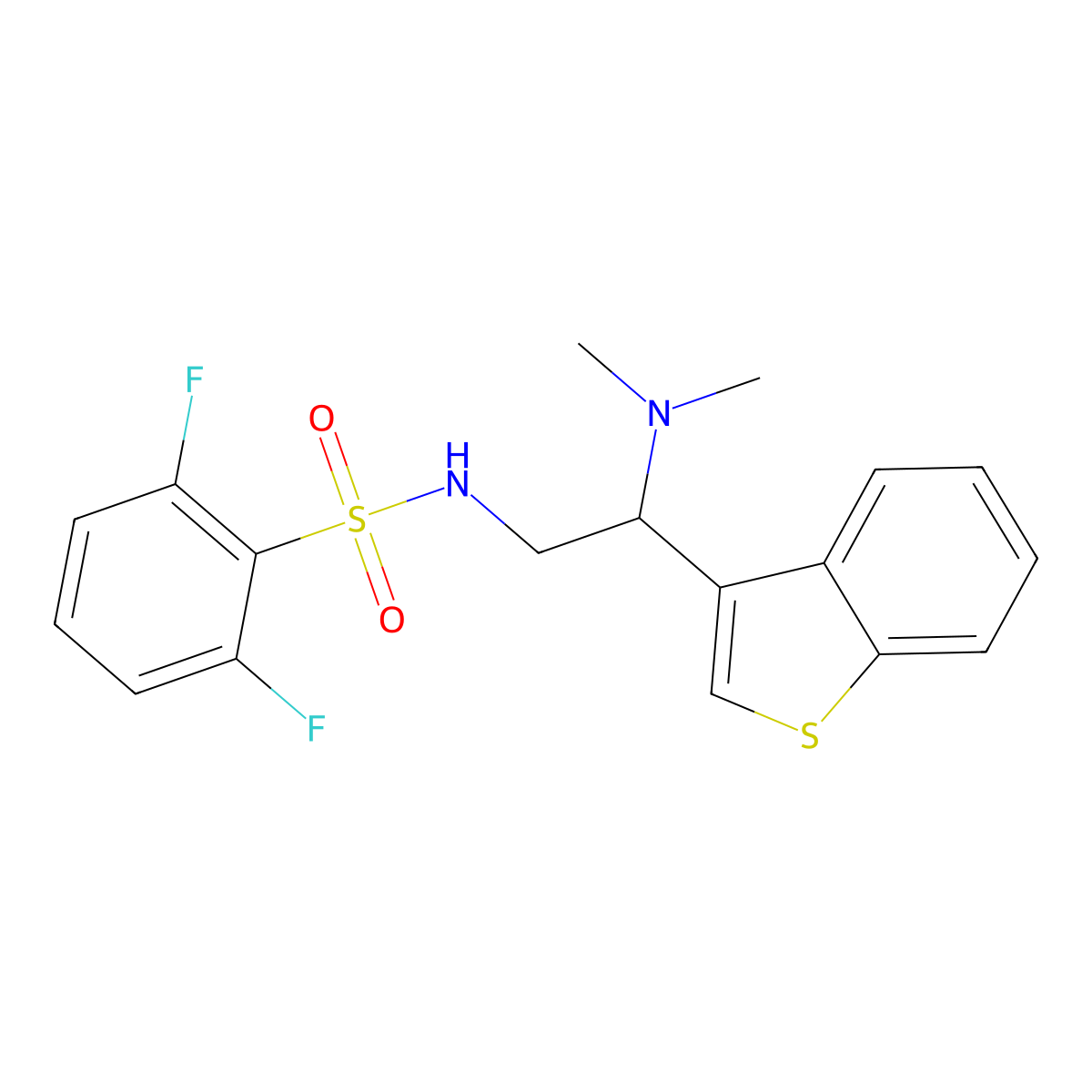 N-(2-(benzo[b]thiophen-3-yl)-2-(dimethylamino)ethyl)-2,6-difluorobenzenesulfonamide molecular structure, CAS 2034465-20-6