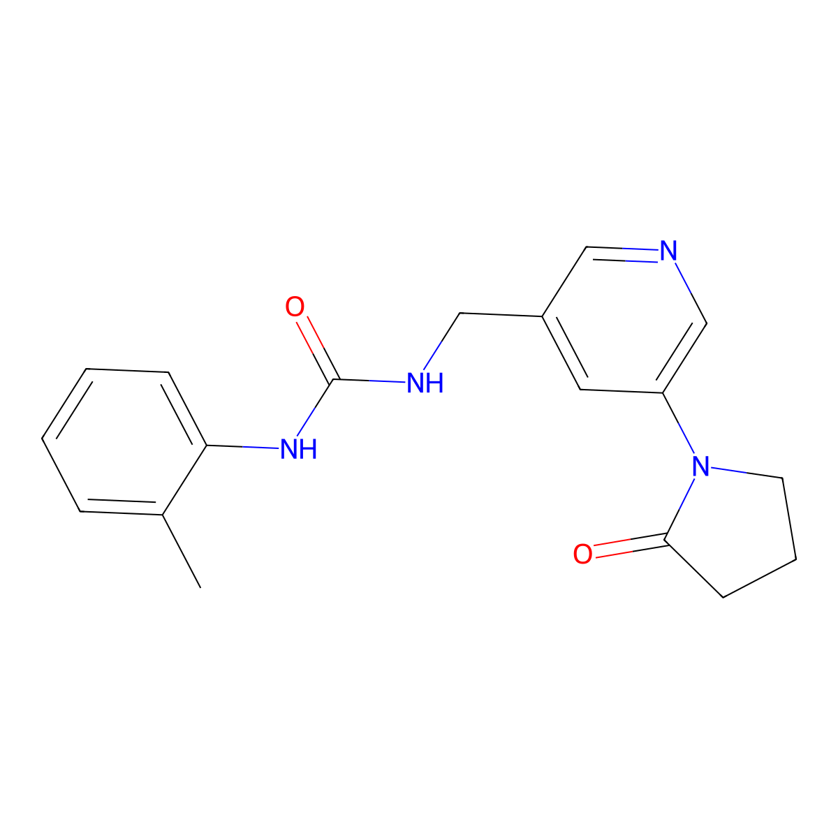 1-(2-Methylphenyl)-3-{[5-(2-oxopyrrolidin-1-yl)pyridin-3-yl]methyl}urea molecular structure, CAS 2034465-21-7