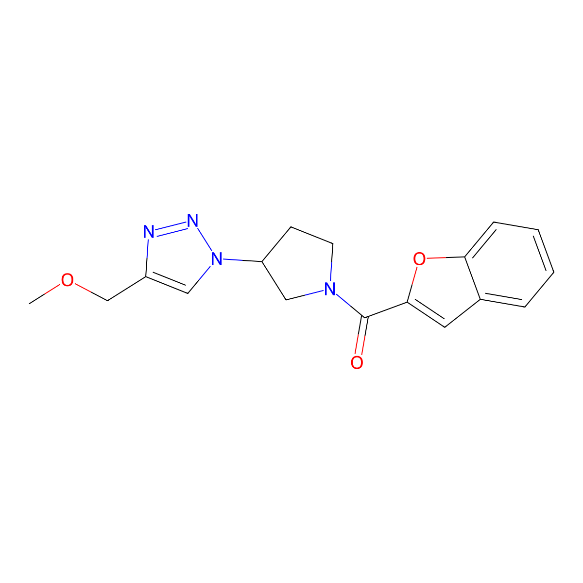 1-[1-(1-benzofuran-2-carbonyl)pyrrolidin-3-yl]-4-(methoxymethyl)-1H-1,2,3-triazole molecular structure, CAS 2034465-23-9