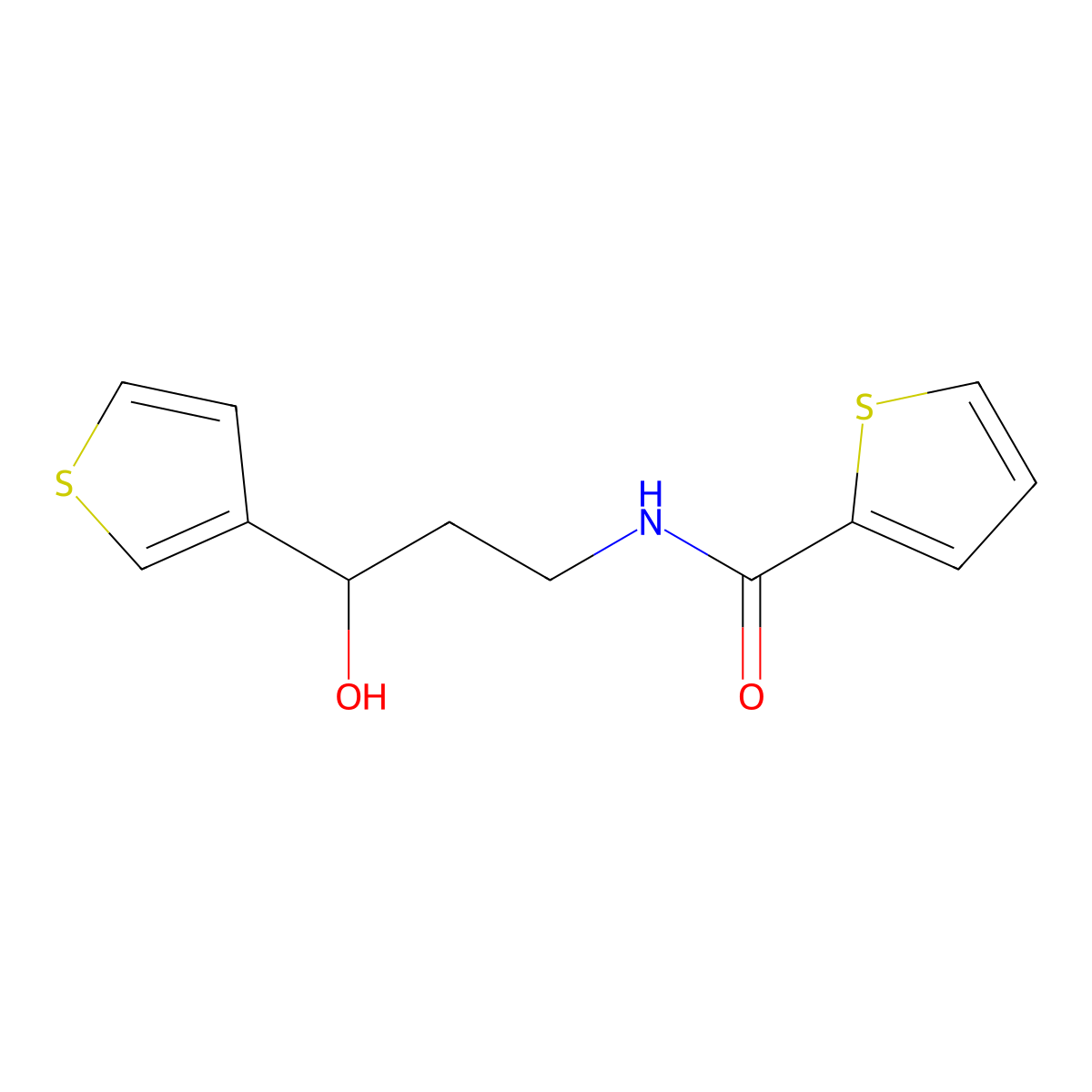 N-[3-hydroxy-3-(thiophen-3-yl)propyl]thiophene-2-carboxamide molecular structure, CAS 2034465-34-2