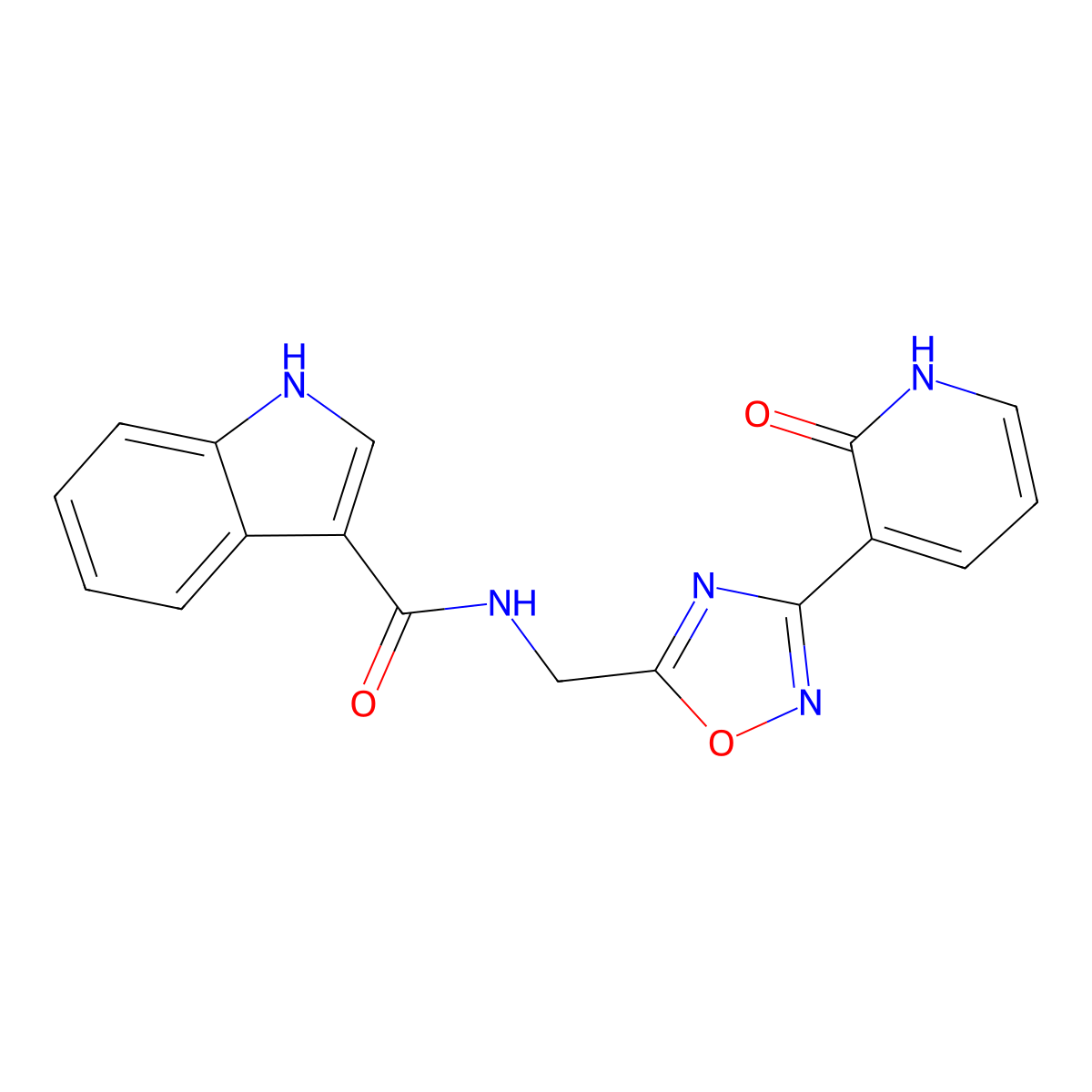 N-{[3-(2-oxo-1,2-dihydropyridin-3-yl)-1,2,4-oxadiazol-5-yl]methyl}-1H-indole-3-carboxamide molecular structure, CAS 2034465-35-3